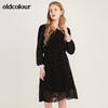 oldcolour黑色气质收腰长袖连衣裙M41103176 商品缩略图3