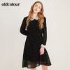 oldcolour黑色气质收腰长袖连衣裙M41103176 商品缩略图4