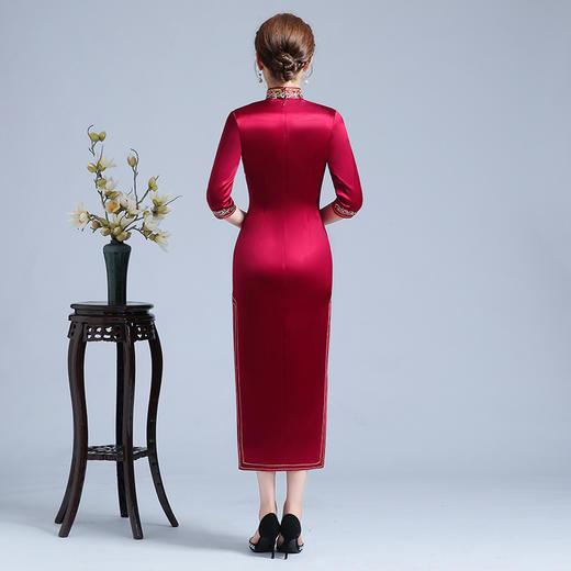 上海旗袍厂LHS-2031礼服新款旗袍长款刺绣年轻洋气连衣裙秋 商品图4