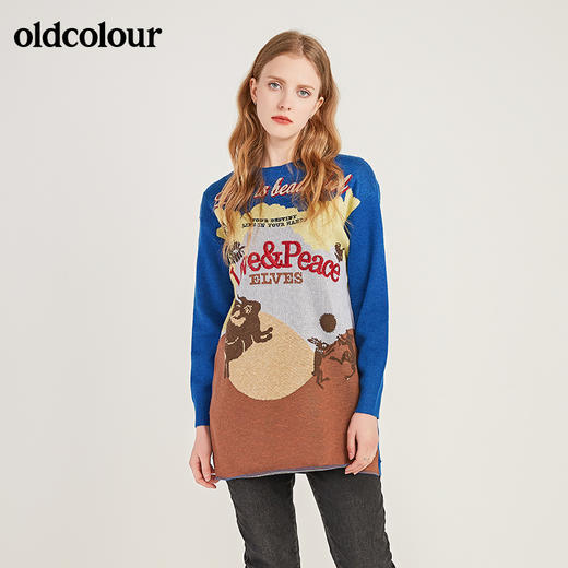 oldcolour卡通图案宽松百搭毛织连衣裙M41106151 商品图3