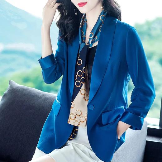 2021女秋装新款高档醋酸缎面西装外套48635小西装女 商品图0
