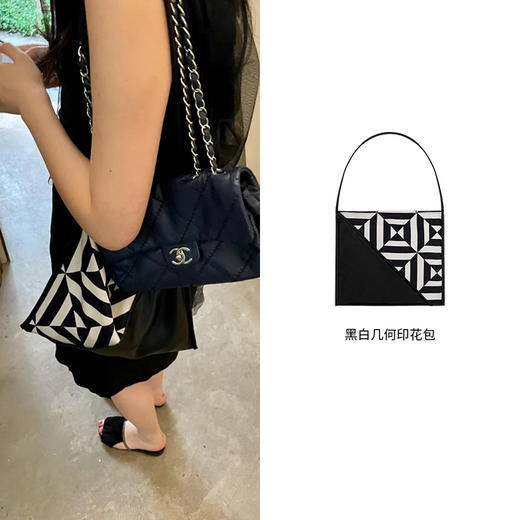 HIDEMI几何设计感黑白印花背包 商品图5