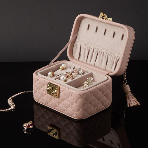 【6F】多样屋首饰盒收纳饰品盒珠宝盒婚庆新娘生日礼物多层带锁扣小香风 大号加迷你 商品图2