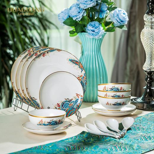 华光国瓷【知书达礼】骨瓷餐具套装碗碟 功夫茶具套装茶盖碗套装 送礼盒装 壹点心意 商品图1