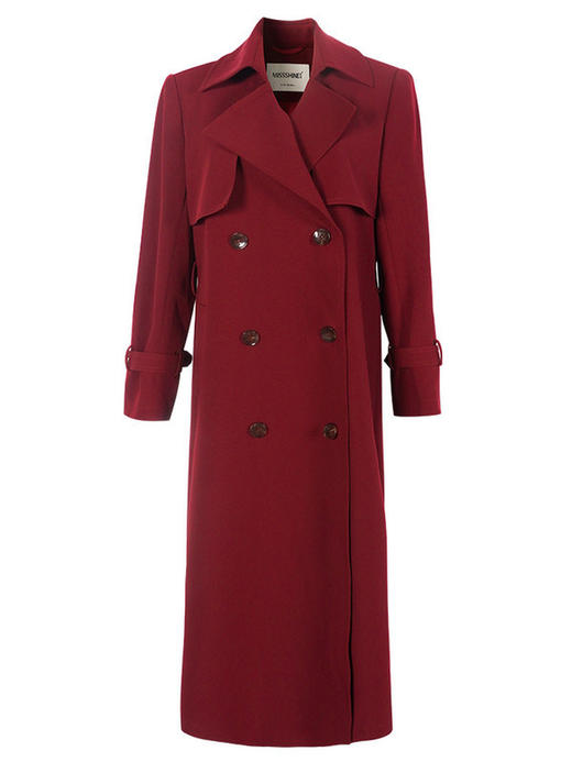 高阶酒红风衣  浓郁却不张扬 挺括有型 垂坠显白 商场同款2026新款春季外套英伦风中长款大衣女2020 商品图3