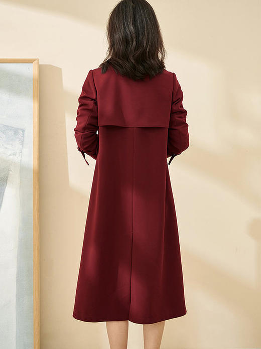 高阶酒红风衣  浓郁却不张扬 挺括有型 垂坠显白 商场同款2026新款春季外套英伦风中长款大衣女2020 商品图2