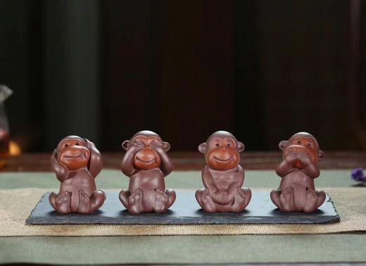 四不猴. 原矿紫泥.长6cm*宽4cm*高4cm.氿韵非礼勿视，非礼勿听，非礼勿言，非礼勿动 商品图8