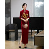 上海旗袍厂ZAYS-9108红秋冬金丝绒长款手工钉珠旗袍日常婚宴礼服红色妈妈装旗袍 商品缩略图6