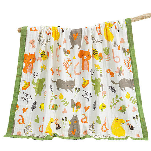 【甄选棉纱 感触柔软】A类婴儿纱布浴巾120*150CM全棉六层水洗婴幼儿童夏凉被宝宝大童被盖毯 商品图4