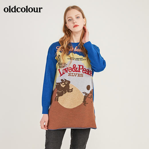 oldcolour卡通图案宽松百搭毛织连衣裙M41106151 商品图2