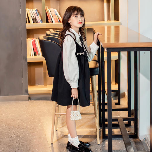 【童装】女童学院风连衣裙套装新款大童秋装女孩背带裙儿童jk衬衫裙子 商品图1