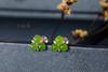 18K玫瑰金和田玉（碧玉）镶钻耳钉--三叶草 /半珠5mm/苹果绿 商品缩略图1