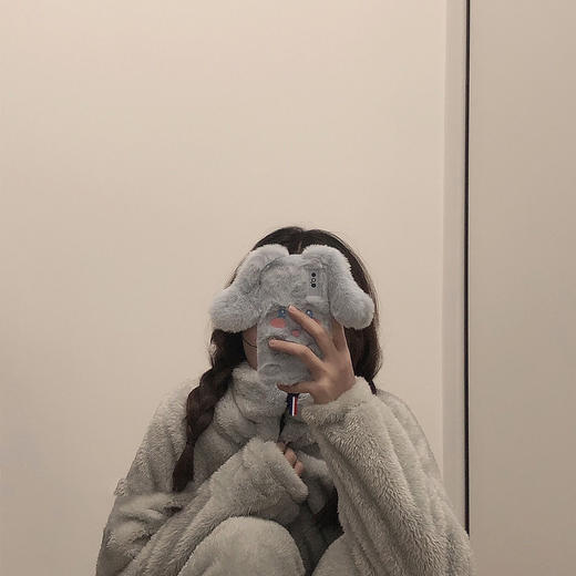 新款珊瑚绒情侣睡衣男女秋冬加厚保暖黑色法兰绒毛绒家居服两件套 商品图2