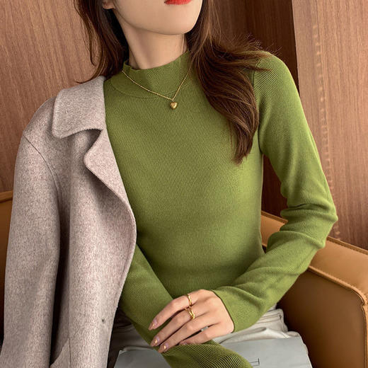 半高领毛衣女2021秋冬新款针织衫修身内搭长袖上衣百搭洋气打底衫 商品图9