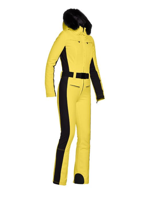 Goldbergh - Parry Ski Suit Real Fox Fur - Sunshine - 女装 - 连体滑雪服 - 黄色 商品图3