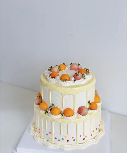 浅色淋面·双层新鲜水果蛋糕（图片6寸加8寸） 商品图1