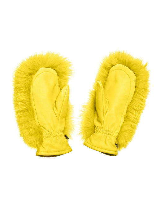 Goldbergh - HANDO mittens real coyote + real fox fur - neon yellow - 戈德堡 - 手套 - 黄色 商品图1