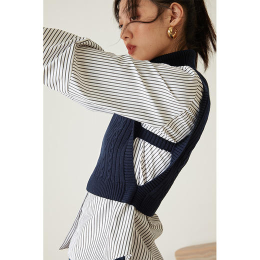 HeyDress高领绞花针织马甲女百搭抗起球外搭时尚短款麻花背心 商品图2