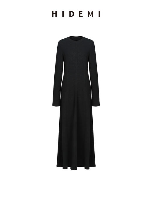 HIDEMI 黑色显瘦纱圈羊毛针织连衣裙 商品图6