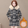 WE- JLNH-YNMA052 格子加绒毛呢外套女中长款2021秋装新款修身收腰气质优雅时尚大衣 商品缩略图2