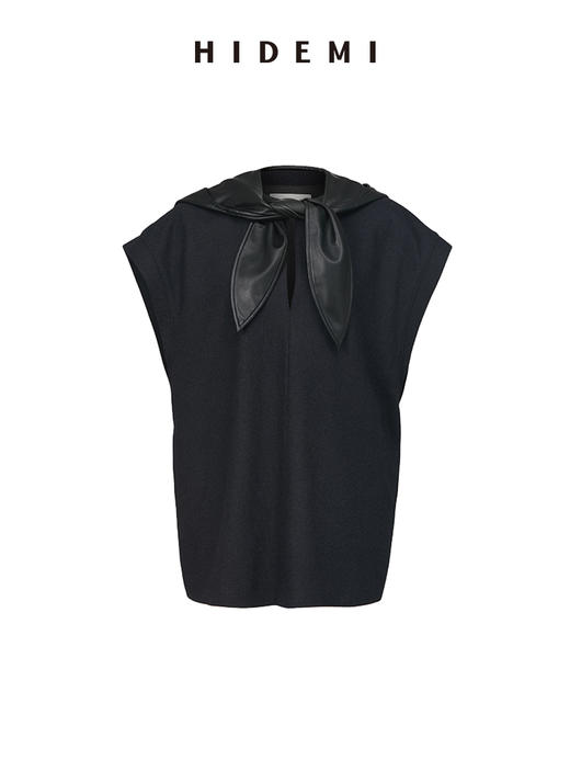 HIDEMI 简约设计感羊毛马甲/分体环保皮连帽 商品图9