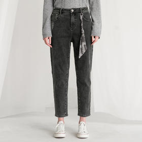 Famecoco范可儿裤子设计感小众秋冬季直筒宽松牛仔裤F218GA005