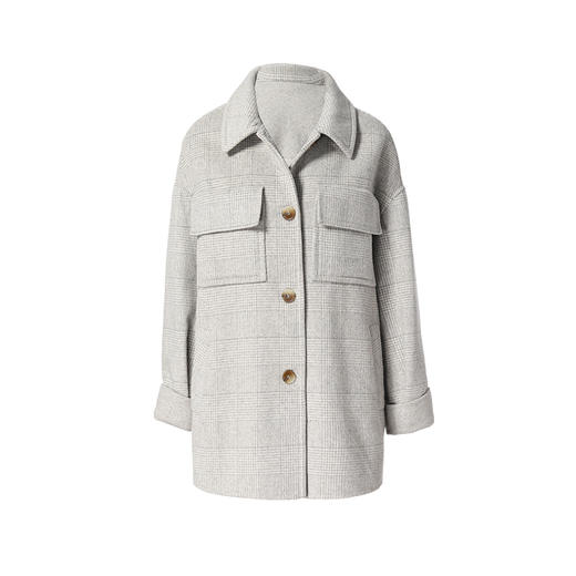 Famecoco范可儿双面呢羊毛大衣冬款时尚连帽格纹毛呢外套F218AR001 商品图5