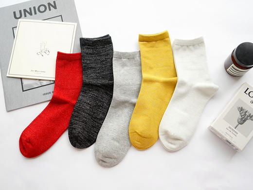 金线女袜亮丝银葱中筒素面潮洋气百搭秋33777 商品图2