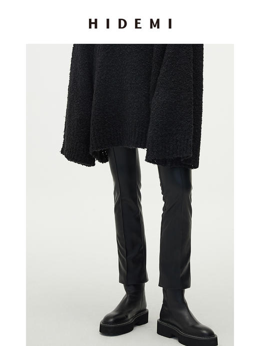 HIDEMI 到店必入 黑色简约设计感九分皮裤 商品图10
