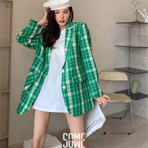 预售|SOMESOWE绿格子廓形西装外套 .潮快闪[福利品] 商品图0