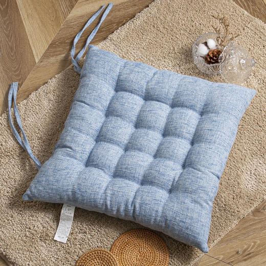 【棉麻绑带坐垫】无印坐垫良品椅子垫子简约纯色加厚椅垫办公室榻榻米垫子日式绑带 商品图5