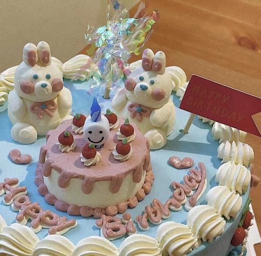 两只小兔兔复古蛋糕-低糖处理无添加 商品图1