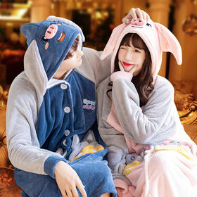 睡袍女秋冬长款珊瑚绒加绒加厚情侣浴袍法兰绒男士睡衣冬季家居服