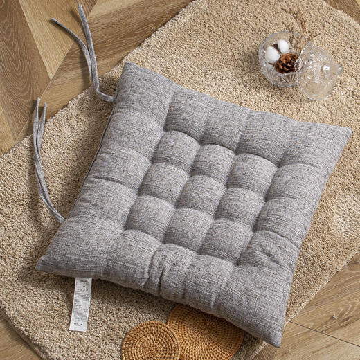 【棉麻绑带坐垫】无印坐垫良品椅子垫子简约纯色加厚椅垫办公室榻榻米垫子日式绑带 商品图6