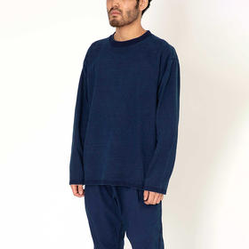 日本 hobo ARTISAN L/S CREW NECK 职人制植物蓝染重磅棉圆领卫衣