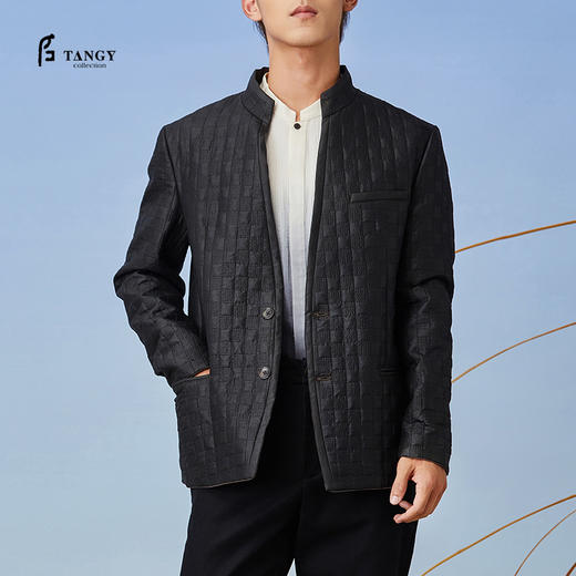 TANGY Collection/天意精品2021年秋冬新品男士立领莨绸棉衣外套 商品图0