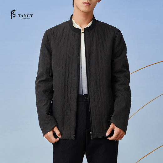 TANGY Collection/天意精品2021年秋冬新品经典立领男士莨绸棉服 商品图0