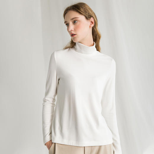 Famecoco范可儿长袖T恤秋冬季半高领修身打底衫F218BB003 商品图2
