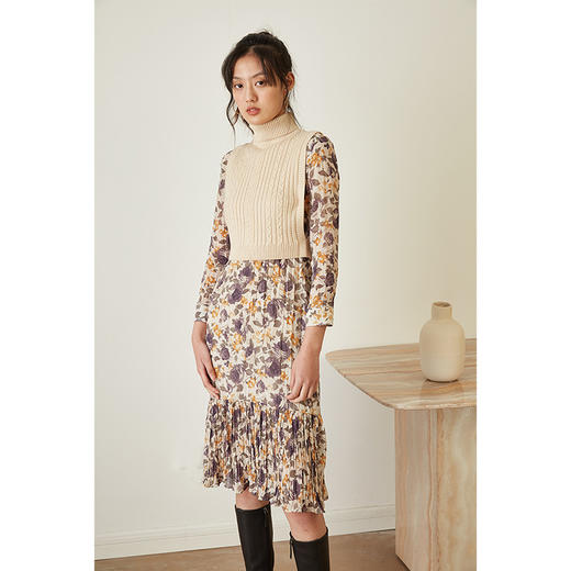 HeyDress高领绞花针织马甲女百搭抗起球外搭时尚短款麻花背心 商品图1