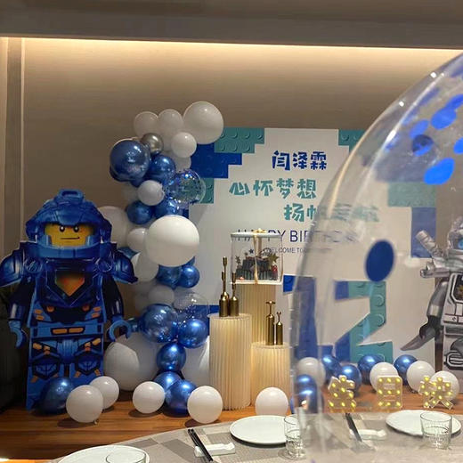 乐高主题男孩生日成长礼周岁酒店房间家里气球装饰装扮上门布置 商品图2