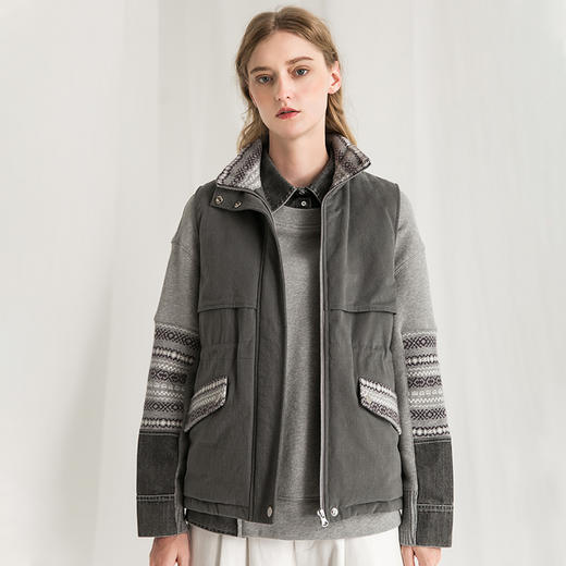 Famecoco范可儿羽绒马甲冬款潮流时尚纯棉马夹外套F218CA008 商品图1