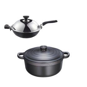 欧美达 铸造炒锅OC7833-B + 铸造煲仔锅OB7822-B