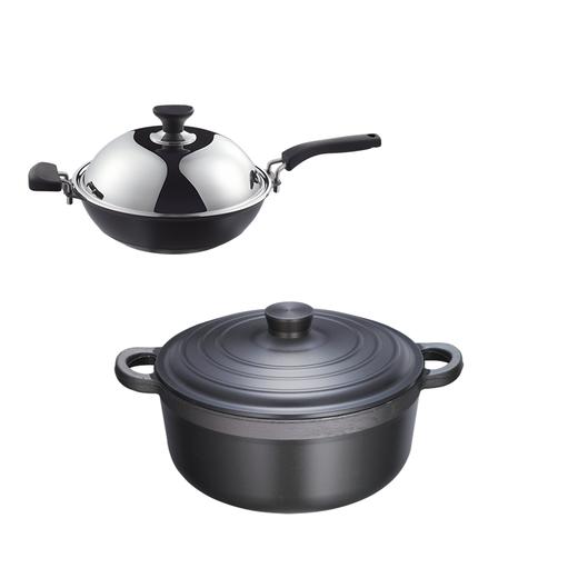 欧美达 铸造炒锅OC7833-B + 铸造煲仔锅OB7822-B 商品图0