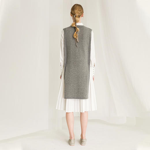 famecoco范可儿小香风连衣裙冬套装衬衫裙长款造型马甲两件套F218EA011 商品图5