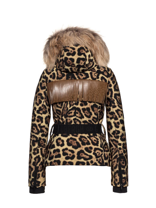 Goldbergh - Western Jacket Real Arctic Raccoon Fur - Jaguar - 女装 - 滑雪夹克 - 豹纹 商品图3