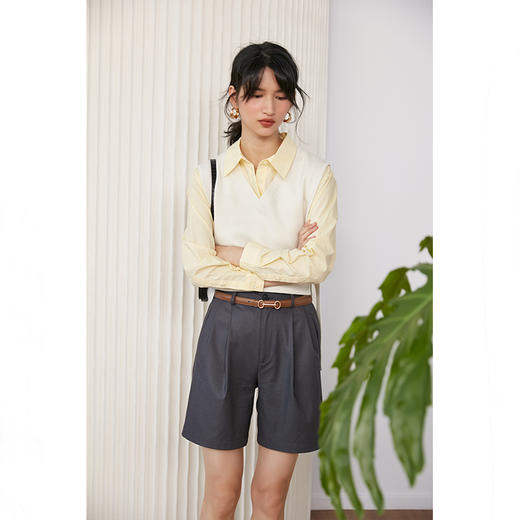 HeyDress针织马甲女新款时尚简约百搭背心无袖V领纯色短款上衣 商品图2