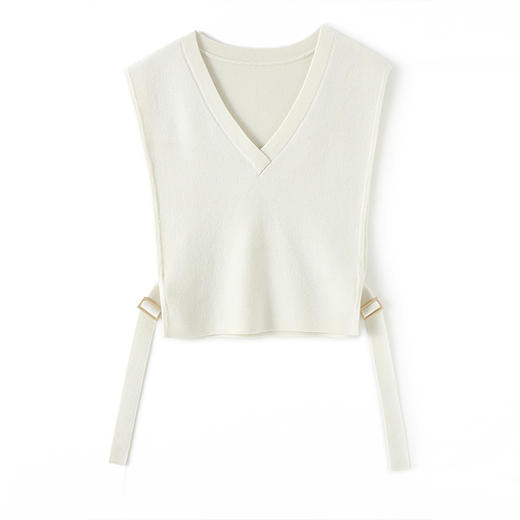 HeyDress针织马甲女新款时尚简约百搭背心无袖V领纯色短款上衣 商品图4