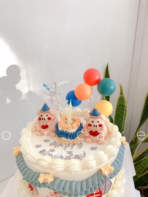 两只小猪猪立体小动物复古蛋糕-低糖处理无添加 商品图1