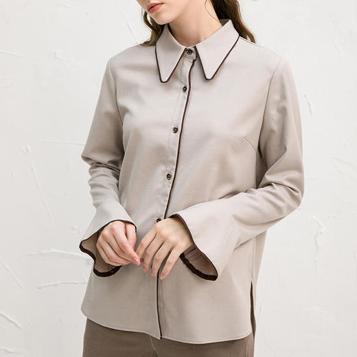 Famecoco范可儿衬衫时尚洋气长袖上衣F218BH002 商品图1