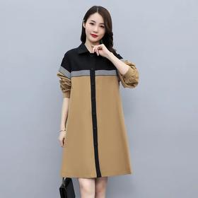 XYFS6203 早秋新款韩版拼接宽松休闲气质中长款女风衣外套